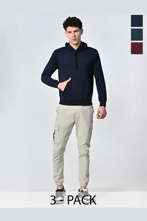 BAESD Men Pack Of 3 Solid Hood Fleece Pullover Sweatshirts