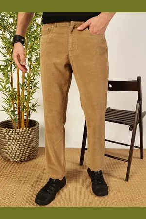 Mast & Harbour Men Smart Slim Fit Corduroy Chinos Trousers