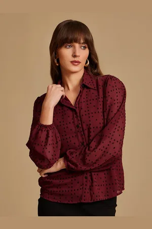 Kazo Women Spread Collar Textured Casual Shirt