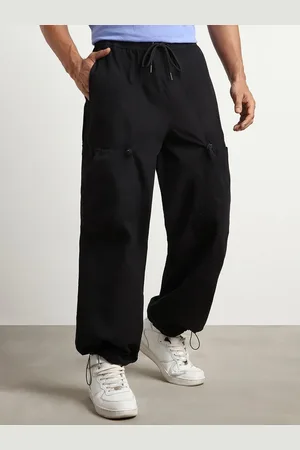 NOBERO Men Oversized Loose Fit Pure Cotton Parachute Pants
