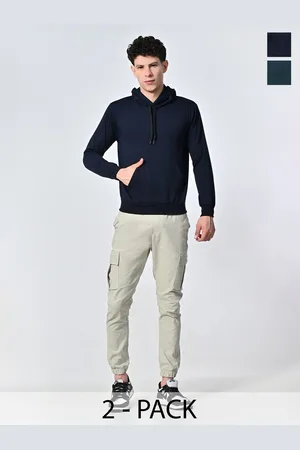 BAESD Men Pack Of 2 Solid Hood Fleece Pullover Sweatshirt
