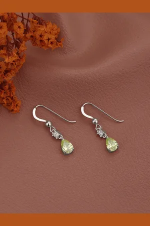 House of Pataudi Rhodium-Plated 925 Sterling Silver Teardrop Shaped Drop Earrings