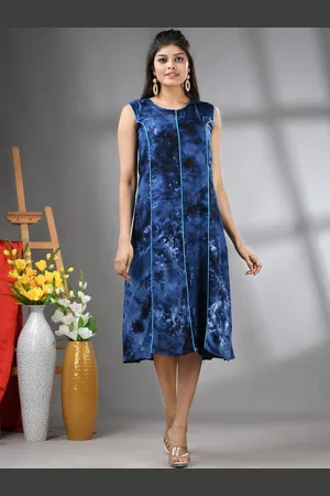 Charukriti Abstract Printed Sleeveless A-line Midi Ethnic Dress