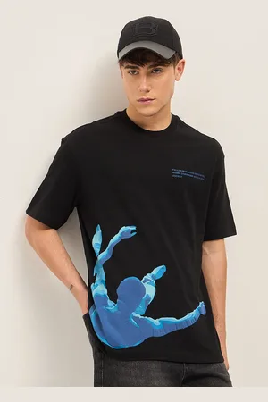 The Bear House Graphic Printed Drop-Shoulder Sleeves Cotton Oversized T-shirt