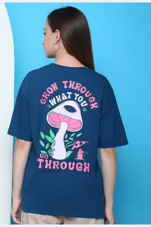Metronaut Women Graphic Printed Round Neck Cotton Oversized T-shirt