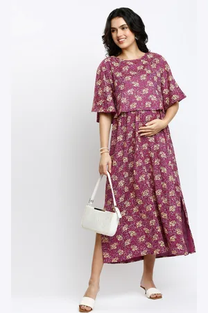 DUMMY SHAPE Women Maternity Maxi Dress With Attached Feeding Cape Cover