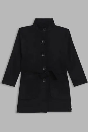 Blue Giraffe Girls Single Breasted Longline Overcoat