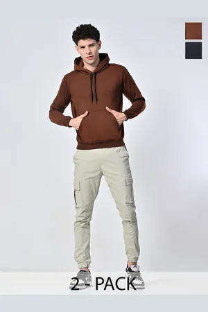 BAESD Men Pack Of 2 Solid Hood Fleece Pullover Sweatshirts