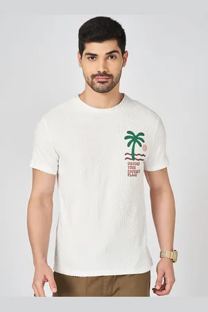 PEOPLE Men Floral Printed Round Neck Cotton Slim Fit T-shirt