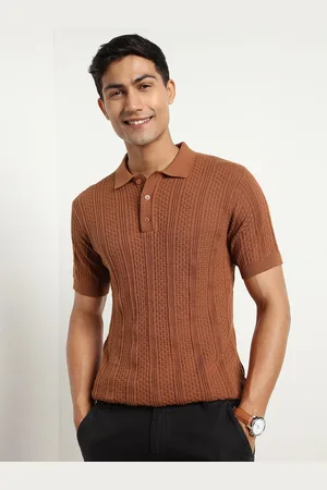NOBERO Men Polo Textured T-shirts