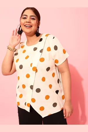 CURVY STREET Women Polka Dots Printed Round Neck Top