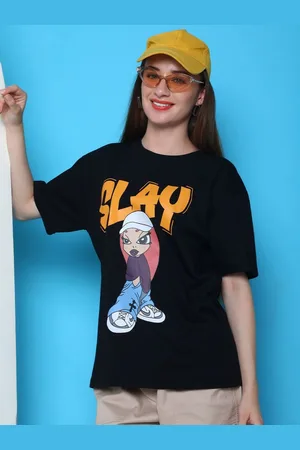 Metronaut Women Graphic Printed Round Neck Cotton Oversized T-shirt