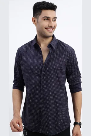 SHOWOFF Men Standard Spread Collar Micro Ditsy Printed Cotton Slim Fit Casual Shirt