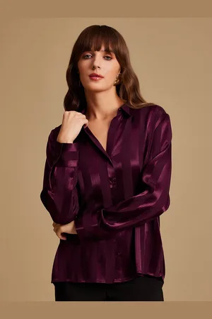 Kazo Women Spread Collar Solid Casual Shirt