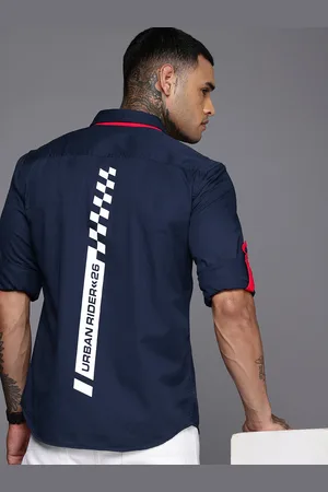 DUCATI Typography Printed Roll-Up Sleeves Pure Cotton Casual Shirt