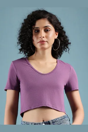 Mayra Women Solid V-Neck Cotton T-shirt