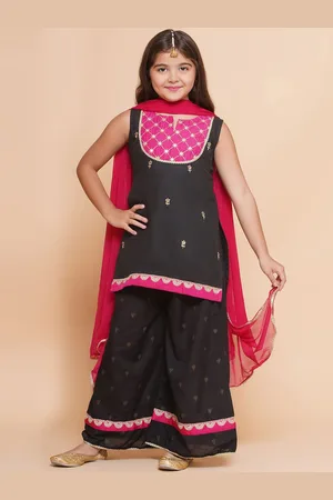 Bhama Girls Ethnic Motifs Embroidered Regular Gotta Patti Kurta with Palazzos & With Dupatta