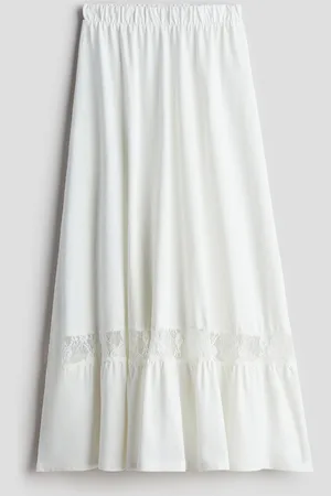 H&M Girls Pure Cotton Lace-Detail Skirt
