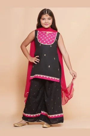 Bhama Girls Ethnic Motifs Embroidered Regular Gotta Patti Kurta with Palazzos & With Dupatta