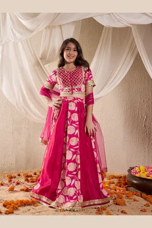 pspeaches Girls Printed Ready to Wear Lehenga & Blouse With Dupatta