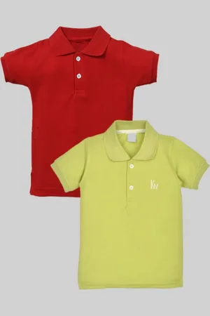BAESD Pack Of 2 Boys Solid Polo Collar Cotton T-shirts