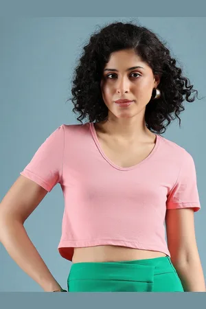 Mayra Women Solid V-Neck Cotton T-shirt