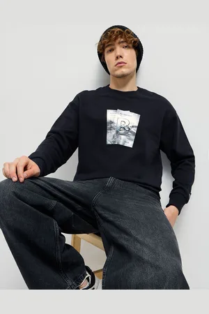 The Bear House Men Graphic Printed Round Neck Cotton Pullover Sweatshirt
