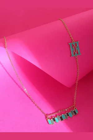 Elle Gold-Plated Brass Enamd Short Pendent Necklace