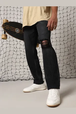 Hubberholme Men Pure Cotton Highly Distressed Relaxed Fit Light Fade Jeans