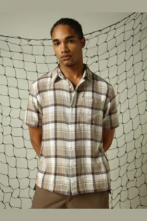 Hubberholme Men Classic Spread Collar Tartan Checks Opaque Checked Oversized Casual Shirt