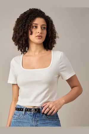 Mayra Women Solid Scoop Neck Cotton T-shirt