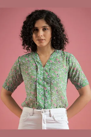 Mayra Women Floral Print Georgette Shirt Style Top