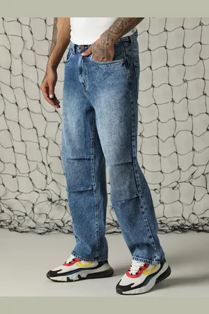 Hubberholme Men Loose Relaxed Baggy Fit Mildly parachute detail Faded Jeans