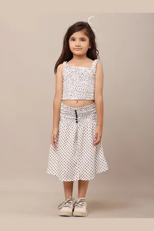 BAESD Girls Polka Dots Printed Top with Skirt Clothing Set