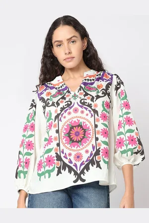 VERO MODA Women Ethnic Motifs Printed Bishop Sleeves Ethnic Top