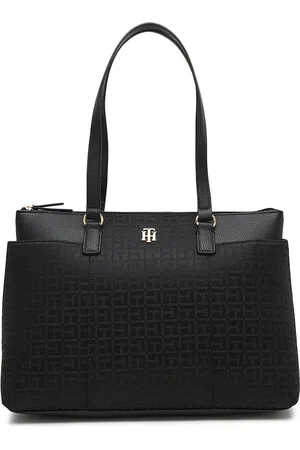 Tommy Hilfiger Structured Tote Bag Women Textured Shopper Shoulder Bag