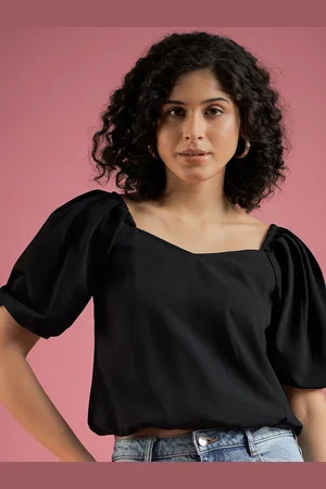 Mayra Women Puff Sleeves Blouson Crop Top