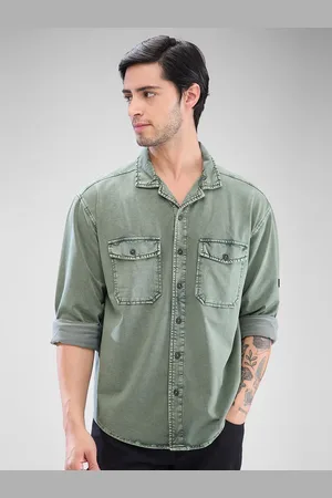 SPYKAR Men Spread Collar Faded Solid Casual Shirt