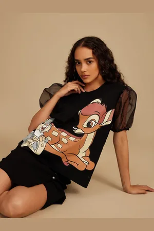 Kazo Women Animal Printed Round Neck Cotton Top