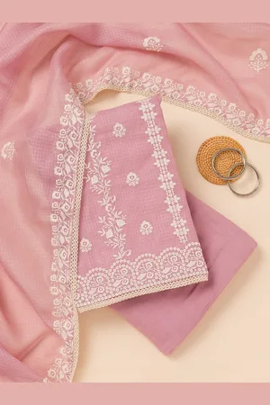 Koskii Floral Embroidered Thread Work Unstitched Dress Material