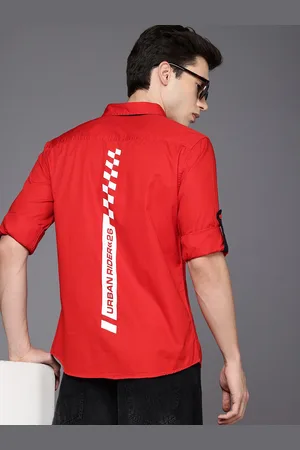 DUCATI Typography Printed Roll-Up Sleeves Pure Cotton Casual Shirt