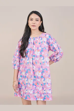 AND Floral Printed Puff Sleeve A-Line Mini Dress