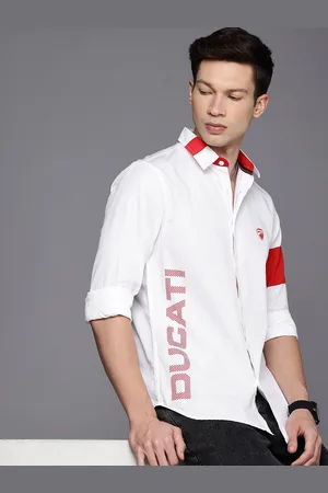 DUCATI Brand Logo Printed Pure Cotton Casual Shirt