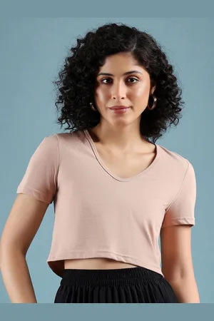 Mayra Women Solid V-Neck Cotton T-shirt