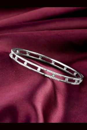 GIVA 925 Sterling Silver Rhodium-Plated Stones-Studded Bangle