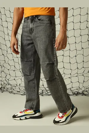 Hubberholme Men Loose Relaxed Baggy Fit Mildly parachute detail Faded Jeans