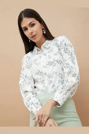 Lifestyle Women Floral Printed Shirt Style Long Sleeves Casual Top