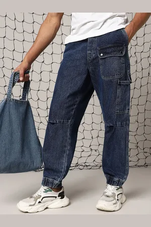 Hubberholme Men Loose Fit Heavy Faded Utility Pockets Cargo Jogger Jeans