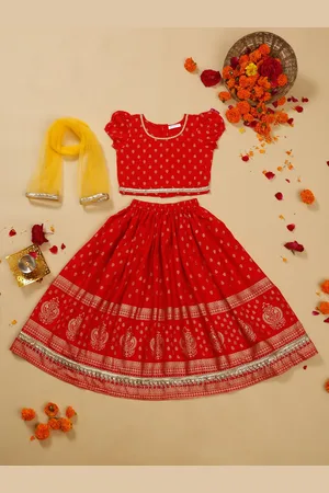 SAKA DESIGNS Girls Printed Ready to Wear Lehenga & Blouse With Dupatta