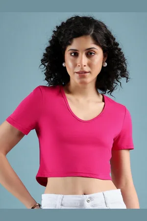Mayra Women Solid V-Neck Cotton T-shirt